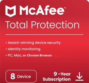 McAfee Total Protection 8 Device 9 Years Windows/Mac (Email Delivery) (Global Code) - Image 1