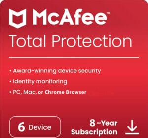 McAfee Total Protection 6 Device 8 Years Windows/Mac (Email Delivery) (Global Code) - Image 1